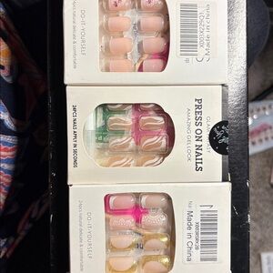 Three (3) Sets of Press on Nails Medium length